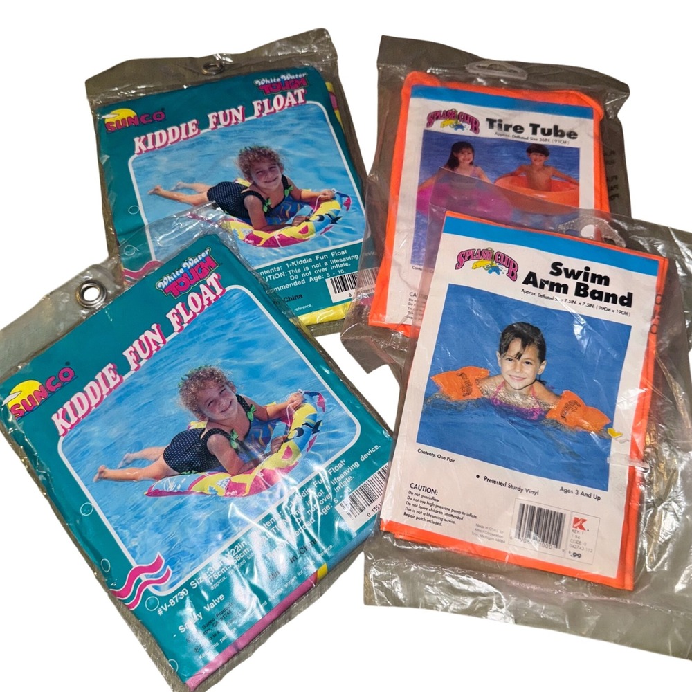 Vintage 90s Pool Inflatables (4) – Sunco‎ & Kmart Splash Club - NEW IN PACKAGE